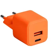 FOREVER Forever, Hitri stenski polnilnik USB-A 18W QC/USB-C 30W PD Compact GaN, Oranžna, (5000191748)