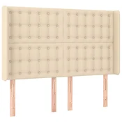 Vidaxl Vzglavje z ušesi krem 147x16x118/128 cm blago