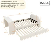 SONNENH Otroška postelja, 90 x 200 cm, žamet, bež, 236 x 98.5 x 75.5 cm, priključek usb, za spalnico