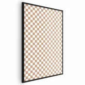 shumee Plakat - Geometrija in rjave barve - karo vzorec v nevtralnih odtenkih