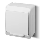 HERMES Enojna vtičnica z/brez 2P+Z SCHUKO IP44 bela 0324-02