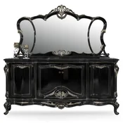Casa Padrino luxury baroque sideboard with mirror black/silver - Luxury furniture in baroque style - Baroque furniture - Baroque furnishings - Noble & Magnificent