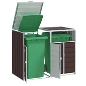Spremište za 2 kanta za otpad smede 144x81x113 cm celicno