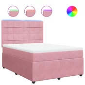 vidaXL vidaXL Box spring postelja z vzmetnico roza 140x190 cm žamet, (21305103)