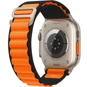 GS Najlonski pašček za Apple Watch 1/2/3/4/5/6/7/8/9/10/11/SE Ultra 1/2/3 42/44/45/46/49 mm, črn/oranžen