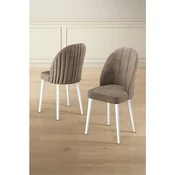 Hanah Home set trpezarijskih stolica Mara 4 kom, kapucino tkanina Babyface, bele metalne noge