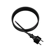 3 m priključni kabel z ravnim vtičem 250 V 16 A 2 x 1,5 mm2 IP44 H07RN-F PP-40H črne barve W-97198