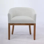 SONNENH Jedilni stol, 1 kos, 71 cm, bež, naraven lesni videz, zaobljeno oblazinjeno naslonjalo z oporama za roke, les kavčukovca, zunanje mere 63 x 58,5 cm