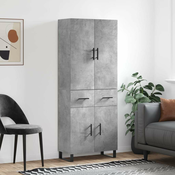 Greatstore Visoka komoda betonsko siva 69,5x34x180 cm inženirski les
