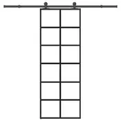 Vidaxl vidaXL Drsna vrata z okovjem, ESG steklo in aluminij, 76x205 cm