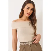 Bianco Lucci Ženska bluza na kratake rukave 60284012, Brod izrez, Siva