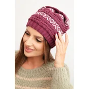 Kesi Womens winter hat with pattern and wool K425 dark purple