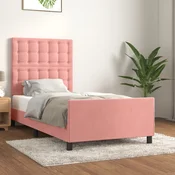 shumee vidaXL Posteljni okvir z vzglavjem roza 90x190 cm žamet