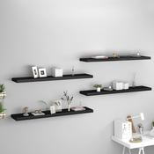 Plutajuce zidne police 4 kom crne 120 x 23,5 x 3,8 cm MDF