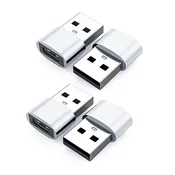 INF Komplet 4x USB na USB-C adapterjev – Type-C v USB-A, USB 2.0 polnjenje in podatki Silver, (5000277014)