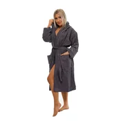Interkontakt Ženski bombažni kopalni plašč s kapuco 02 Dark Grey XL