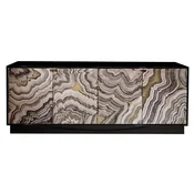 Casa Padrino luxury sideboard black/gray/gold 200 x 40 x H. 76 cm - Solid wood cabinet with 4 hand painted doors - Luxury furniture - Luxury collection