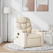 Greatstore Masažni naslanjač krem blago