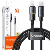 Mcdodo MCDODO USB-C KABEL ZA HITRO POLNJENJE ZA IPHONE LIGHTNING 36W 1M LED ČRN