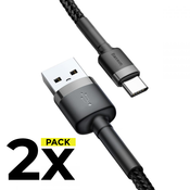 2X USB - C KABEL BASEUS CAFULE TYPE-C CABLE 100CM GREY/BLACK