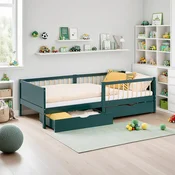 Homestyle4U Otroška postelja 97x60x205 cm zelena s shrambo