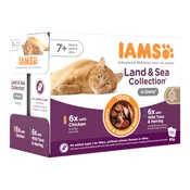 36 + 12 gratis! 48 x 85 g IAMS  - Senior Land & Sea Collection u umaku,  mješov. pakiranje