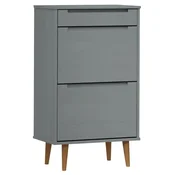 Vidaxl omara za čevlje MOLDE siva 59,5x35x103 cm trdna borovina