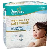 Pampers Aqua Soft Touch vlažni čistilni robčki za otroke 3x60 kos