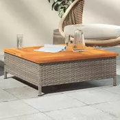 Vidaxl vidaXL Vrtna miza siva 70x70x25 cm ratan in akacijev les