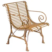 Casa Padrino Art Nouveau garden chair brown 64 x 62 x H. 71 cm - Handmade wrought iron chair with armrests - Nostalgic wrought iron garden & patio furniture