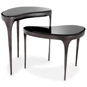 Casa Padrino luxury side table set silver black/black - 2 Aluminum tables with glass tops - Living room furniture - Hotel furniture - Luxury furniture - Luxury furnishings