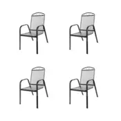 IWHOME Set štirih temno sivih kovinskih vrtnih stolov ZWMC-31