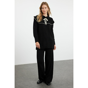 Trendyol Black Ecru Piping Collar Detailed Knitwear Bottom-Top Set