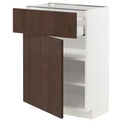 METOD / MAXIMERA Podni element s fiokom/vratima, bela/Sinarp smeda, 60x37 cm