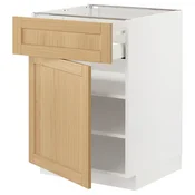 METOD / MAXIMERA Podni element s fiokom/vratima, bela/Forsbacka hrastovina, 60x60 cm