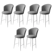 Hanah Home Set barskih stolica Fora, 6 komada, Sivo-beli