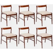 Casa Padrino luxury dining chair set of 6 brown/cream 50 x 67 x H. 77 cm - Luxury solid wood kitchen chairs - Dining room furniture - Kitchen furniture - Luxury furniture - Luxury furnishings
