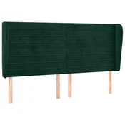 Vidaxl Vzglavje z ušesi temno zeleno 203x23x118/128 cm žamet