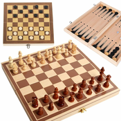 Verkgroup 3v1 lesena šahovnica backgammon in dama 30x30cm lesene figure