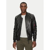 Alpha Industries Usnjena jakna Ma-1 156141 Črna Slim Fit