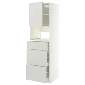 METOD/MAXIMERA Visoka omara za vgrad gspd aparate, bela/Aspudden svetlo siva, 60x60x200 cm