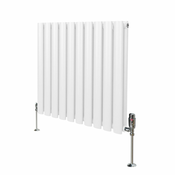 MONSTER Ovalni stebričasti radiator in ventili – 600 mm x 600 mm – beli, (21569974)
