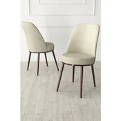 Hanah Home set trpezarijskih stolica Jaxe 4 kom, krem tkanina Babyface, braon metalne noge