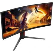 Monitor AOC 34 CU34G4, Fast VA, gaming, Adaptive-Sync, AMD FreeSync Premium 180Hz, 0.5ms, HDR10, 2xHDMI, DP, Zakrivljeni 1500R, 3440x1440 CU34G4