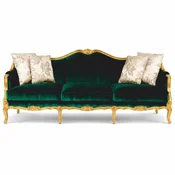 Casa Padrino Luxury Baroque Sofa Green/Gold 220 cm - Baroque Living Room Furniture