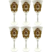 PompA¶A¶s by Casa Padrino luxury baroque wine glass set white/gold A� 8.7 x H. 20.3 cm - Wine glasses with 24 carat gold plating - Pompous wine glasses designed by Harald GlA¶A¶ckler