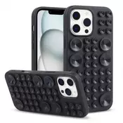 Silikonski ovitek s priseski Clingy za iPhone 14 - črn