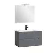 Trent Kopalniško pohištvo 80 cm keramični umivalnik (2 predala) z ogledalom 60x80 cm antracitno siva