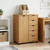 vidaXL Gležnji kabinet s kolesom Medeno rjava 63,5 x 39 x 79 cm
