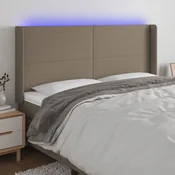 LED uzglavlje smeđesivo 203 x 16 x 118/128 cm od tkanine